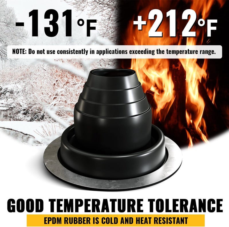 VIVIDA #2 EPDM Metal Roof Pipe Flashing Boot, Flexible Roof Jack Flashing Boot for Pipe OD 1-3/4" to 3-1/4", Screws & Hex Socket Included, Black, 1 Pack - Image 5